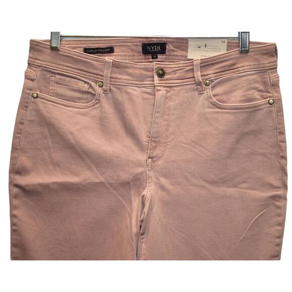 NWT NYDJ NOT YOUR DAUGHTERS JEANS Marilyn Straight Pink Ankle Cuff Jeans Size 14 - Picture 2 of 8
